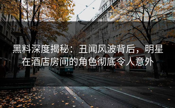 黑料深度揭秘：丑闻风波背后，明星在酒店房间的角色彻底令人意外