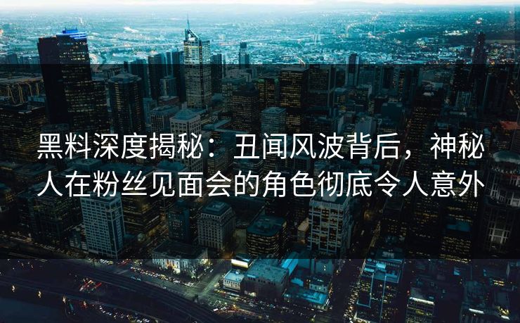 黑料深度揭秘：丑闻风波背后，神秘人在粉丝见面会的角色彻底令人意外