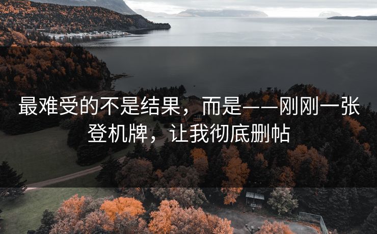 最难受的不是结果,而是——刚刚一张登机牌,让我彻底删帖 最难受的不是结果,而是——刚刚一张登机牌,让我彻底删帖