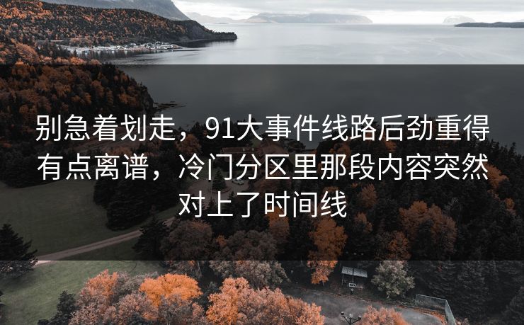 别急着划走，91大事件线路后劲重得有点离谱，冷门分区里那段内容突然对上了时间线